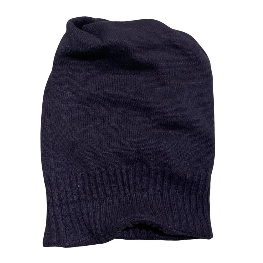 LOOK Dark Brown Ribbed‎ Knit Beanie Hat Ponytail Hole One Size Stretch